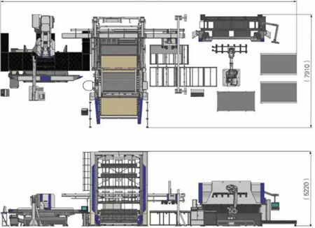 圖3 數(shù)控沖床自動(dòng)分揀·折彎機(jī)器人生產(chǎn)線空間示意圖